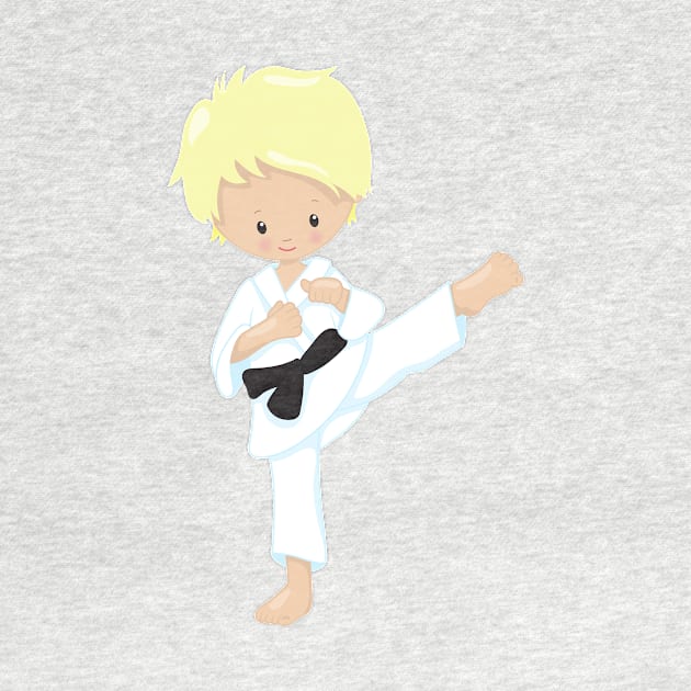 Karate Boy, Cute Boy, Black Belt, Blond Hair by Jelena Dunčević